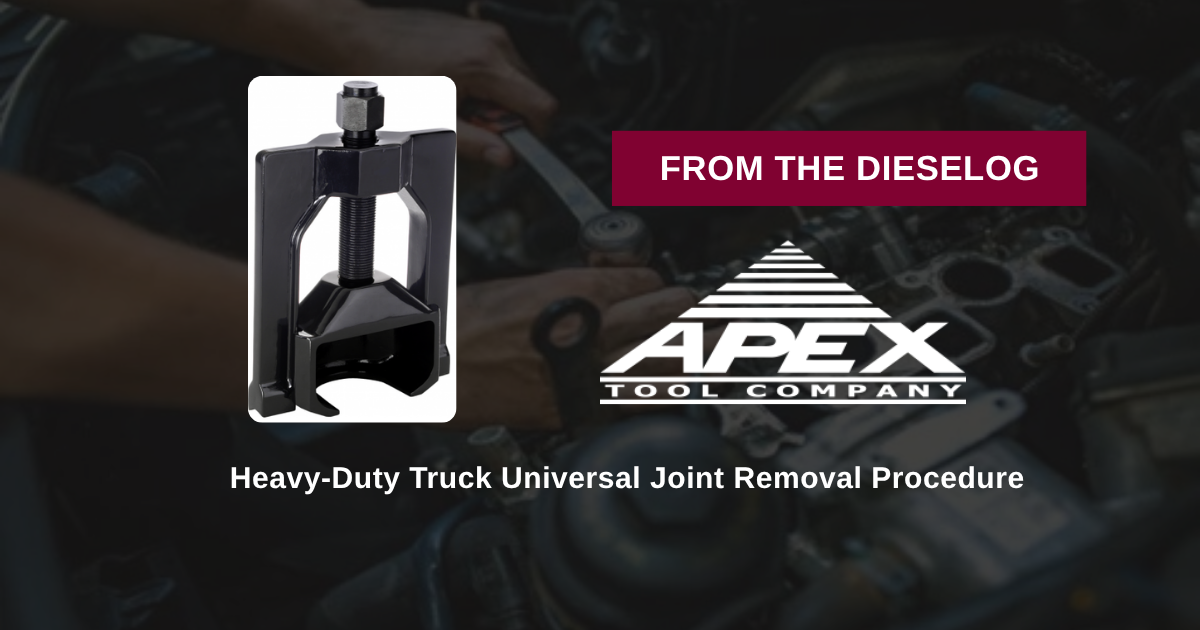 Step-by-step close up layout of 7-ton U-joint puller forcing screw seated against a Spicer 1710 bearing cup